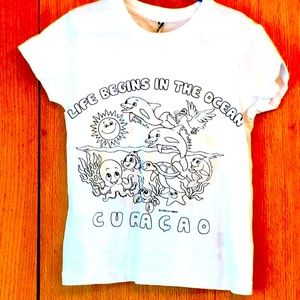 Magic Color changing in sunshine size 5 - 6 kids ocean life white t shirt VGUC
